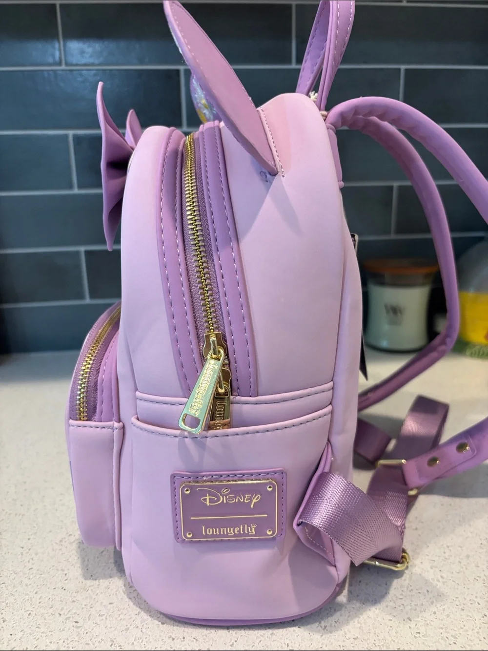 Disney Lilac Minnie Mouse Floral Bow Loungefly Backpack NWT